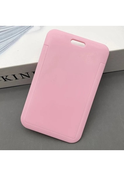 Pembe Sıcak Plastik Kadın Erkek Kimlik Kredi Kartı Tutucu Cüzdan Moda Öğrenci Otobüsü Kimlik Iş Slayt Kart Kapak Tutucu Çanta Kılıfı (Yurt Dışından)