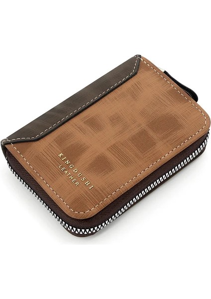 K95-A Açık Kahve Erkek Organ Kart Çantası Büyük Kapasiteli Kart Klipsi Çok Fonksiyonlu Fermuar Küçük Çanta Para Para Klip Erkek Kimlik Çantası (Yurt Dışından) indirimleri