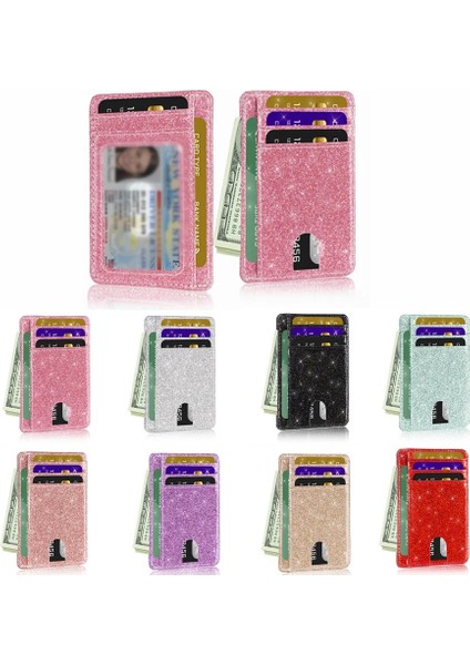 Pembe 1 Adet Işıltılı Ince Minimalist Cüzdan Kimlik Kartı Tutucu Ön Cep Cüzdan Rfid Engelleme Kredi Kartı Tutucu Kadınlar Için Kızlar Için (Yurt Dışından) fiyatları