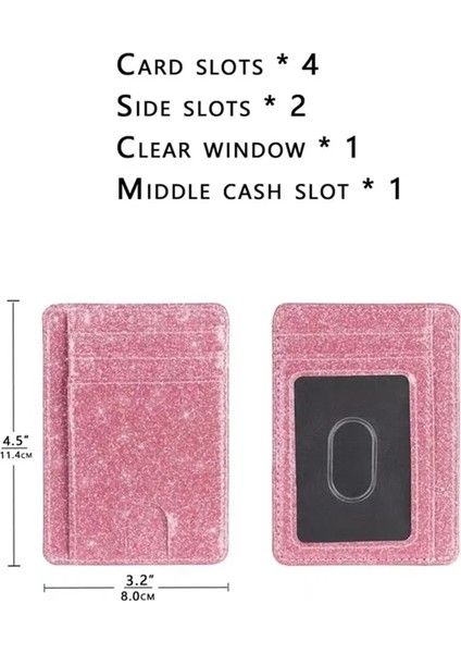 Pembe 1 Adet Işıltılı Ince Minimalist Cüzdan Kimlik Kartı Tutucu Ön Cep Cüzdan Rfid Engelleme Kredi Kartı Tutucu Kadınlar Için Kızlar Için (Yurt Dışından) indirimleri
