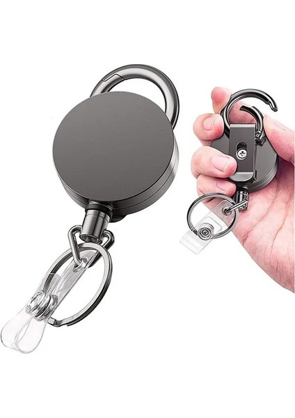 Metal B Tarzı Geri Çekilebilir Kordon Rozeti Kredi Kartı Tutucu Kapak Kılıfı Rozet Makarası Anahtarlık ile Kimlik Adı Rozetleri Personel Çalışma Geçiş Kartı Klipsi (Yurt Dışından)