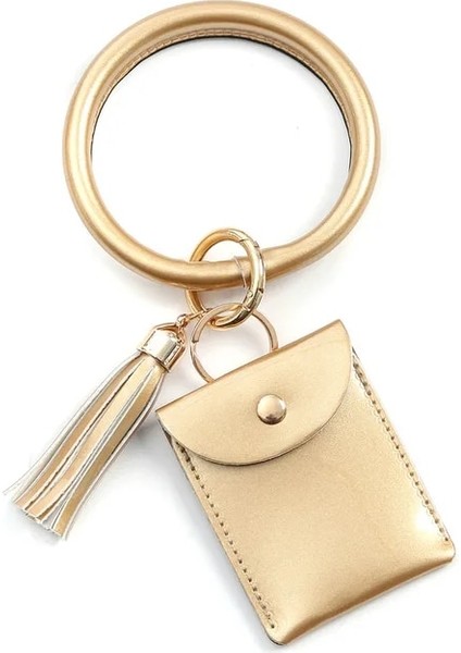 Altın Kızlar Kadınlar Bilezik Anahtarlık Kart Tutucu Hafif Bileklik El Çantası Bozuk Para Çantaları Daire Anahtarlık Püskül (Yurt Dışından)