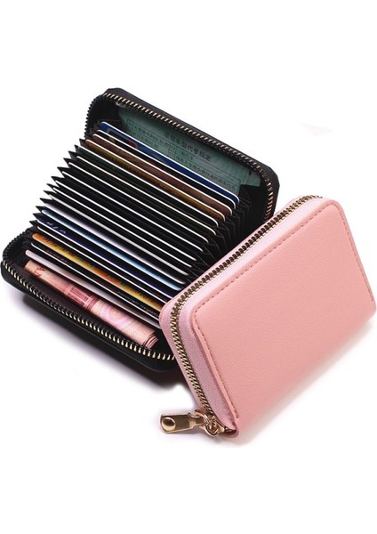 20 Bit Pembe Moda Pu Kart Çantası Büyük Kapasiteli Kredi Kartı Tutucu Erkek Kartvizit Cüzdan Kadın Değişim Organizatör Fermuar Çanta Bayanlar 2022 (Yurt Dışından)
