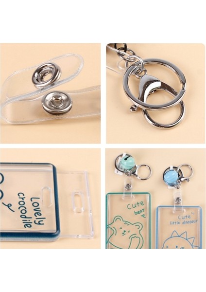 1 Adet Renk Rastgele Şeffaf Karikatür Akrilik Kart Kutusu Çocuklar Için Öğrenci Kimlik Kartı Durumda Çan Anahtarlık Toka Kart Koruma Kılıfı (Yurt Dışından) modelleri