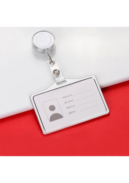 Beyaz Plastik Makara 1 Adet Geri Çekilebilir Rozet Kart Tutucu Alüminyum Çalışma Kartı Kılıfı Hemşire Doktor Kimlik Adı Kart Rozeti Tutucu Okul Ofis Malzemeleri (Yurt Dışından)