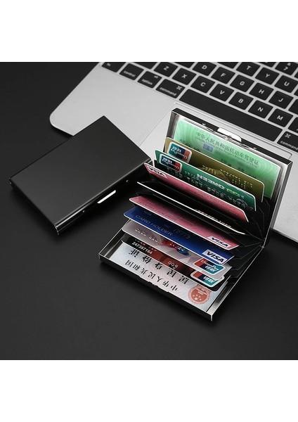 10 Yuvaları Altın Taşınabilir Klasik Paslanmaz Çelik Kredi Kartı Tutucu Erkekler Ince Anti Koruma Seyahat Kimlik Kartı Sahibi Kadın Rfid Cüzdan Metal Kasa (Yurt Dışından) fiyatları