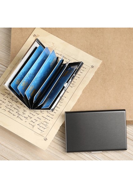 10 Yuvaları Altın Taşınabilir Klasik Paslanmaz Çelik Kredi Kartı Tutucu Erkekler Ince Anti Koruma Seyahat Kimlik Kartı Sahibi Kadın Rfid Cüzdan Metal Kasa (Yurt Dışından) fırsatları