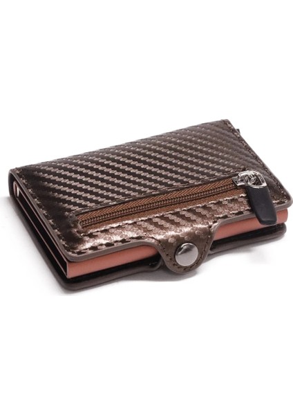 Kahverengi 2020 Rfid Anti-Hırsızlık Karbon Fiber Kredi Kartı Tutucu Pop-Up Debriyaj Akıllı Kart Cüzdan Çok Erkek ve Kadın Kimlik Crad Kılıfı (Yurt Dışından) modelleri