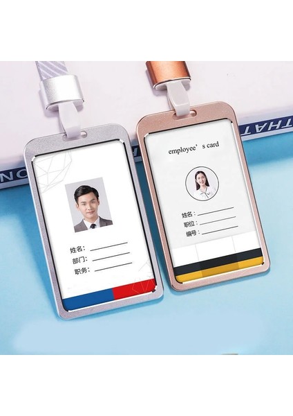 Gümüş 1 Adet Alüminyum Alaşımlı Çalışma Adı Kredi Kartı Sahipleri Iş Çalışma Kartı Kimlik Rozeti Kordon Tutucu Çanta Dikey Metal Kimlik Iş Çantası (Yurt Dışından) indirimleri