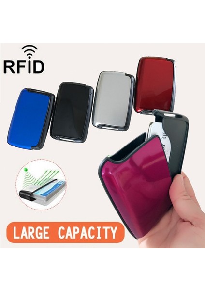 Mavi Alüminyum Banka Kartı Engelleme Sert Çanta Cüzdan Kredi Kartı Anti-Rfid Tarama Korumalı Kartlıklı Cüzdan Rfid Cüzdan Erkek Kadın (Yurt Dışından) fiyatları