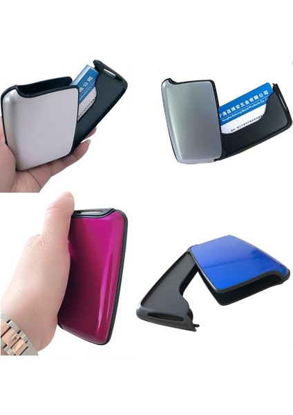 Mavi Alüminyum Banka Kartı Engelleme Sert Çanta Cüzdan Kredi Kartı Anti-Rfid Tarama Korumalı Kartlıklı Cüzdan Rfid Cüzdan Erkek Kadın (Yurt Dışından) modelleri