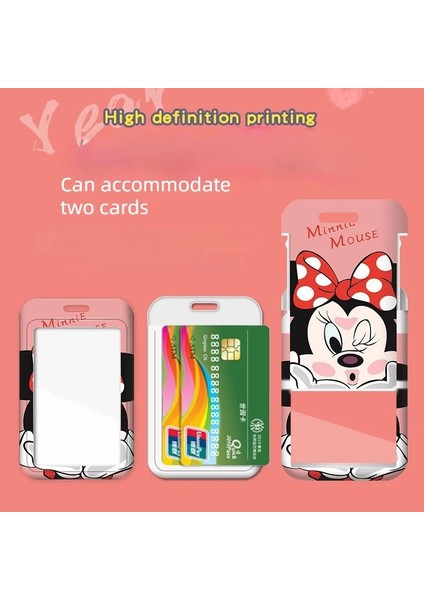 P5 Disney Karikatür Mickey Mouse Minnie Ölçeklenebilir Kart Sahipleri Anime Taşınabilir Öğrenci Otobüsü Kimlik Kartı Kart Kılıfı Halter Halat Doğum Günü Hediyesi (Yurt Dışından) modelleri