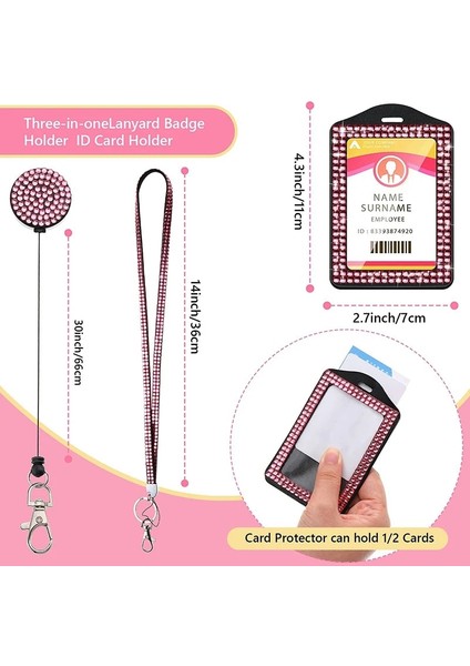 Mor Kordon Rozet Makarası Kart Kapağı Taklidi Rozet Tutucu Kristal Geri Çekilebilir Boyunluklar Çalışma Kartı Durumda Kimlik Adı Rozetleri Koruyucu Kılıf (Yurt Dışından) modelleri