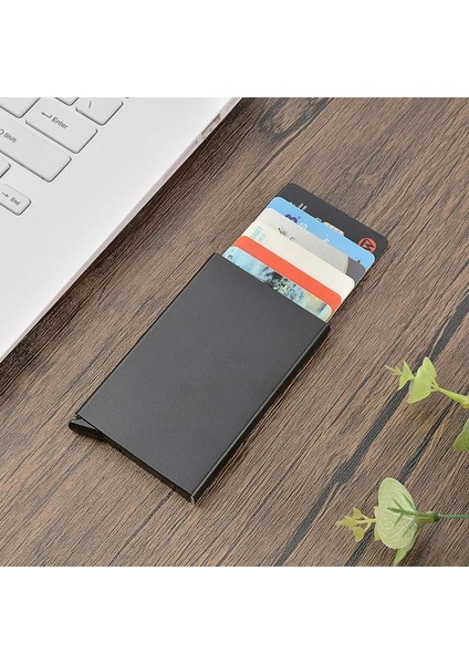 No.2 Anti-Hırsızlık Kimlik Kredi Kartı Tutucu Minimalist Ince Alüminyum Metal Cüzdan Cep Çantası Banka Kadın Erkek Kredi Kartı Kutusu (Yurt Dışından) fırsatları