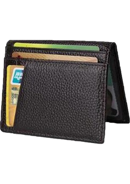 Kahve Süper Ince Yumuşak Cüzdan 100% Hakiki Deri Mini Kredi Kartı Tutucu Çoklu Yuvaları Bozuk Para Cüzdanı Cüzdan Çanta Kart Sahipleri Erkek Cüzdan (Yurt Dışından)