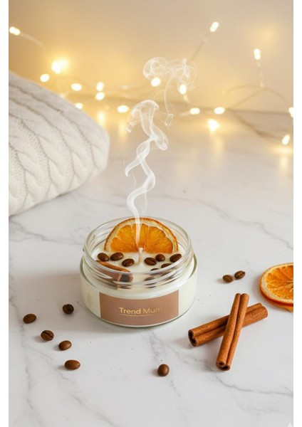 Terapi ve Çakra Kokulu Mum Portakal , Tarçın ve Kahve Çekirdekli Meditasyon, Aromaterapi Rituel Mum