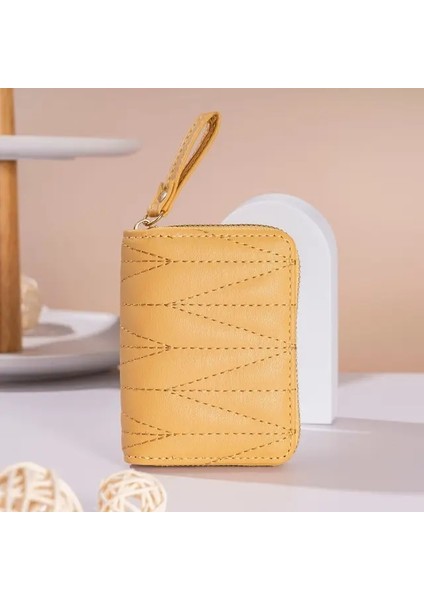 Sarı Yeni Kadın Süper Ince Yumuşak Cüzdan Kredi Kartı Anti-Mıknatıslığı Giderici Çanta Kart Sahipleri Moda Kadın Fermuar Çoklu Kart Büyük Kapasiteli (Yurt Dışından)