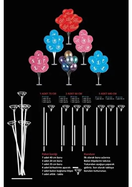 7'li Balon ve Şeffaf Doğum Günü Ayaklı Süsleme Standı 1 Adet Modern Tasarım modelleri