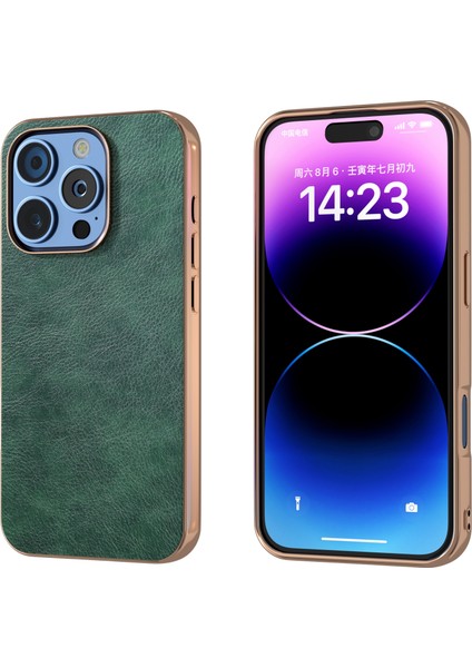 iPhone 16 Pro Için Çift Renkli Lichi Doku Kılıfı (Yurt Dışından)