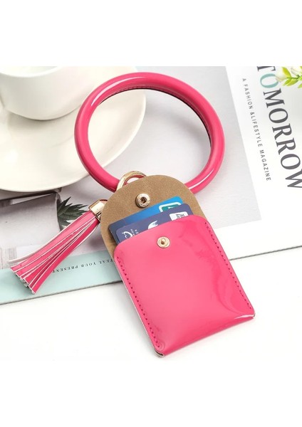 Mavi Kızlar Kadınlar Bilezik Anahtarlık Kart Tutucu Hafif Bileklik El Çantası Bozuk Para Çantaları Daire Anahtarlık Püskül (Yurt Dışından) modelleri