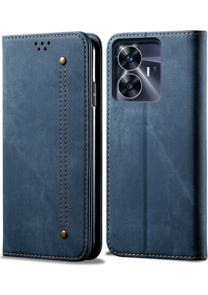 Realme C55 Için Denim Doku Pu Kılıf (Yurt Dışından)