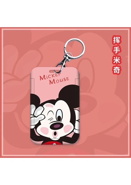 Y4 Disney Karikatür Mickey Mouse Minnie Ölçeklenebilir Kart Sahipleri Anime Taşınabilir Öğrenci Otobüsü Kimlik Kartı Kart Kılıfı Halter Halat Doğum Günü Hediyesi (Yurt Dışından)