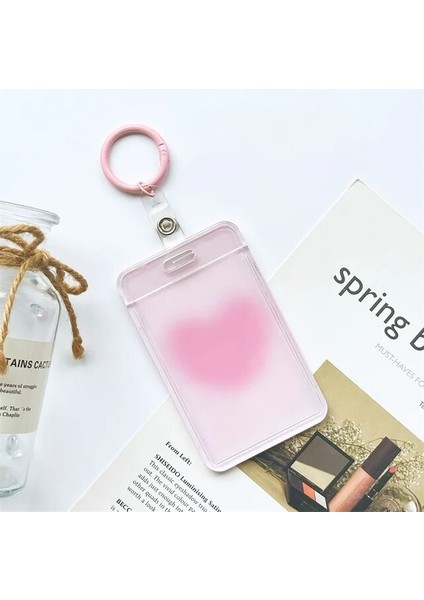 Yüzük Pembe Aşk Desen Kart Kapağı Kadın Çocuklar Otobüs Kredi Kimlik Adı Iş Çalışma Bankası Kartı Rozeti Tutucu Su Geçirmez Koruyucu Kapak (Yurt Dışından)