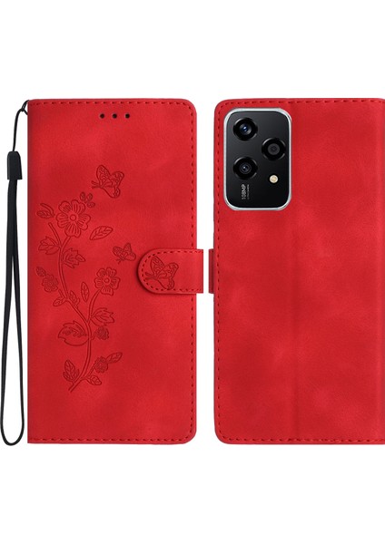 Honor 200 Lite Global Için Çiçek Kabartmalı Pu Kılıf (Yurt Dışından)