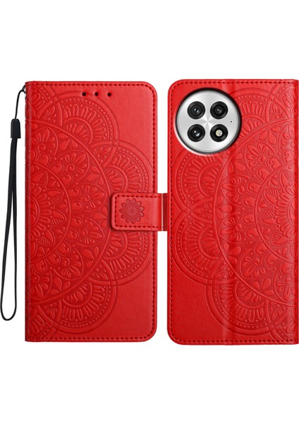 Oneplus 13 Için Çiçek Kabartmalı Pu Telefon Kılıfı (Yurt Dışından)