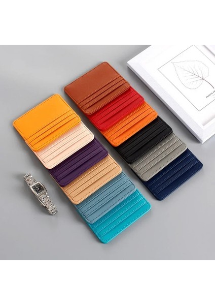 Mor-Üç Kart Ince Pu Kart Sahipleri Anti Manyetiklik Giderme Bozuk Para Kesesi Fermuarlı Çanta Organizatör Iş Bankası Kredi Otobüs Kimlik Kartı Tutucu Kapak Cüzdanlar (Yurt Dışından) fırsatları