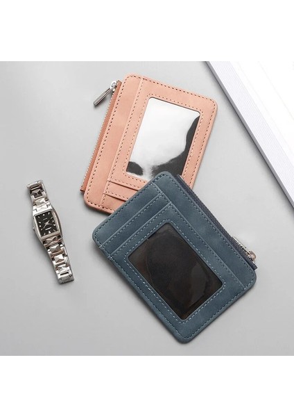 Mor-Üç Kart Ince Pu Kart Sahipleri Anti Manyetiklik Giderme Bozuk Para Kesesi Fermuarlı Çanta Organizatör Iş Bankası Kredi Otobüs Kimlik Kartı Tutucu Kapak Cüzdanlar (Yurt Dışından) indirimleri