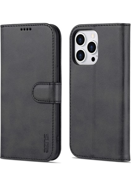 iPhone 14 Pro Max Için Skin Fe Buzağı Dokusu Pu Kılıf (Yurt Dışından)