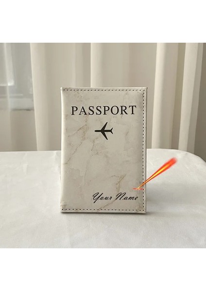 Bej Özelleştirme Adı Pasaport Tutucu Seyahat Cüzdanı Pasaportlar Için Mermer Patten Kılıfı Kişisel Isimlerle Pasaport Kapağı (Yurt Dışından)