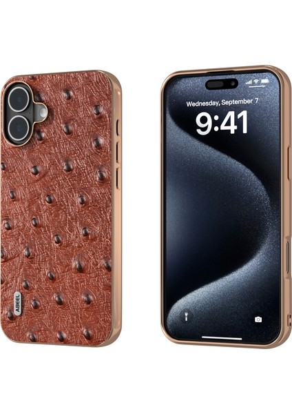 iPhone 16 Plus Için Abe Kaplama Devekuşu Dokulu Kılıf (Yurt Dışından)