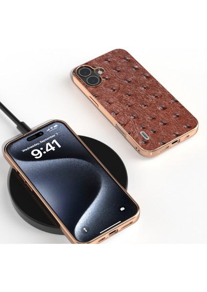 iPhone 16 Plus Için Abe Kaplama Devekuşu Dokulu Kılıf (Yurt Dışından) modelleri