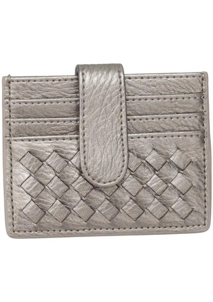 Tatanyum Gri Kadın Dokuma Kart Tutucu Kadın Kart Paketi Nakit Cep Kapakları Küçük Kimlik Kredi Kartı Cüzdanı (Yurt Dışından)
