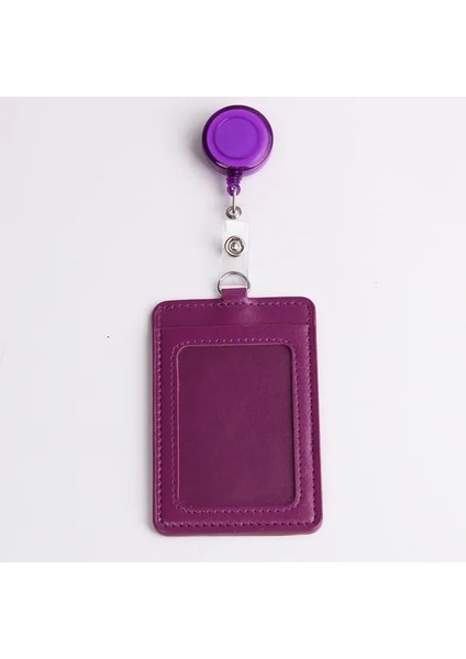 Mor Dikey 1 Adet Kadın Kredi Kimlik Kartı Rozeti Tutucu Geri Çekilebilir Makara Klip ile Dize Öğrenci Otobüsü Iş Çalışma Kartı Yaka Kartı Tutucular Çanta (Yurt Dışından)