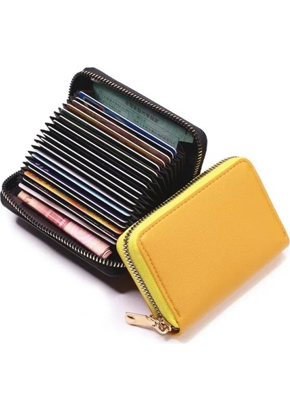 20 Bit Sarı Moda Pu Kart Çantası Büyük Kapasiteli Kredi Kartı Tutucu Erkek Kartvizit Cüzdan Kadın Değişim Organizatör Fermuar Çanta Bayanlar 2022 (Yurt Dışından)