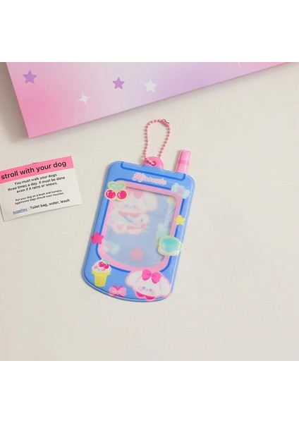 B-Mavi Şeffaf Fotocard Tutucu Ins Cep Telefonu Şekli Fotoğraf Kartı Tutucu Karikatür Idol Fotoğraf Koruyucu Ekran Otobüs Kartı Öğrenci (Yurt Dışından)