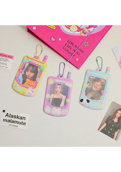 B-Mavi Şeffaf Fotocard Tutucu Ins Cep Telefonu Şekli Fotoğraf Kartı Tutucu Karikatür Idol Fotoğraf Koruyucu Ekran Otobüs Kartı Öğrenci (Yurt Dışından) modelleri