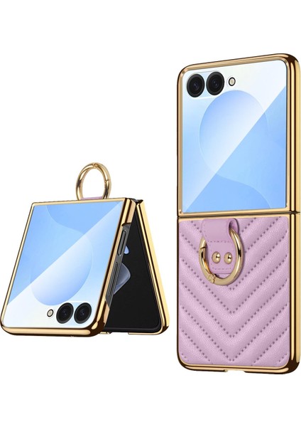 Samsung Galaxy Z Flip7 Için Dream Metal Halka Pu Telefon Kılıfı (Yurt Dışından)