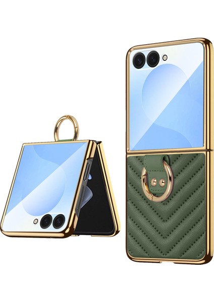 Samsung Galaxy Z Flip7 Için Dream Metal Halka Pu Telefon Kılıfı (Yurt Dışından)