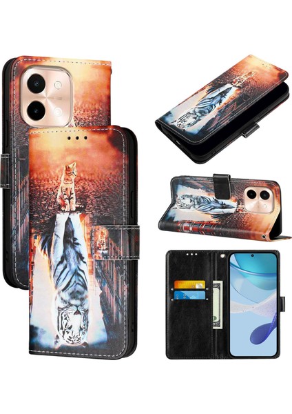 Vivo Y28 4g Için Boyama Deri Telefon Kılıfı (Yurt Dışından)