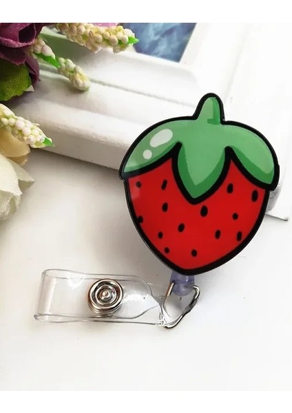 N Yeni Karikatür Sevimli Meyve Çiçekleri Geri Çekilebilir Rozet Makara Öğrenci Hemşire Kart Tutucu Makaraları Çalışma Rozeti Adı Etiketi Kimlik Kartı Göğüs Klipsi (Yurt Dışından)