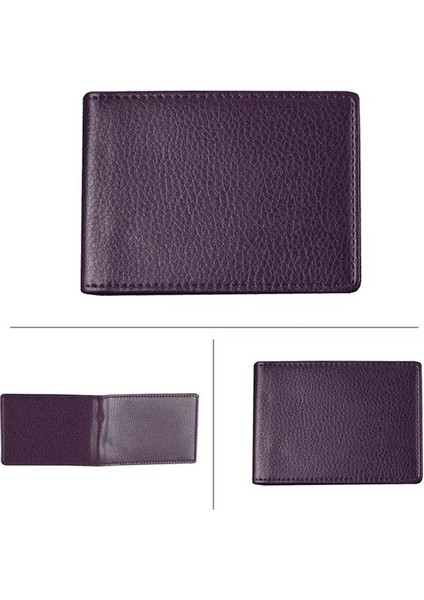Mor Ultra-Ince Sürücü Lisansı Tutucu Deri Kapak Araba Sürüş Belgeleri Iş Kimliği Geçiş Sertifikası Klasörü Unisex Cüzdan Kılıf (Yurt Dışından)