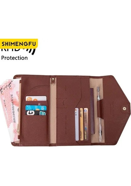 Kahve Su Geçirmez Pasaport Tutucu Seyahat Cüzdanı Çok Fonksiyonlu Erkek Erkek Cüzdan Kart Tutucu Debriyaj Fotoğraf Tutucu Iş Çantalar Cüzdan (Yurt Dışından)