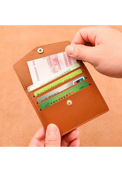 Açık Mor 4 Kart Yuvaları Ince Kart Tutucu Pu Deri Kart Cüzdanı Kimlik Sahibi Düz Renk Cüzdan Erkekler Için Düğme Kimliği ile Kredi Kartı Çantası (Yurt Dışından) modelleri