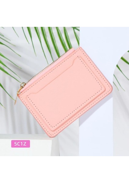 5C1Z Pembe Pu Kimlik Kartı Tutucu Şeker Renk Banka Kredi Kartı Kutusu Çok Yuvalı Ince Kart Durumda Cüzdan Kadın Erkek Kart Kapağı Minimalist Çanta Paraları (Yurt Dışından)