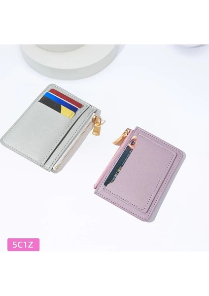 5C1Z Pembe Pu Kimlik Kartı Tutucu Şeker Renk Banka Kredi Kartı Kutusu Çok Yuvalı Ince Kart Durumda Cüzdan Kadın Erkek Kart Kapağı Minimalist Çanta Paraları (Yurt Dışından) modelleri