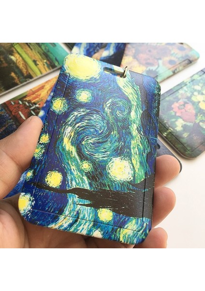 Stil 5 Van Gogh Yağlıboya Ayçiçeği Sanat Moda Kordon Kimlik Rozeti Tutucu Otobüs Geçiş Durumda Kapak Kayma Bankası Kredi Kartı Tutucu Askı Hediye (Yurt Dışından) modelleri